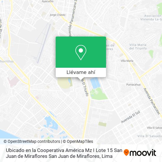 Mapa de Ubicado en la Cooperativa América Mz I Lote 15 San Juan de Miraflores   San Juan de Miraflores