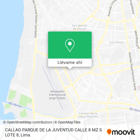 Mapa de CALLAO  PARQUE DE LA JUVENTUD CALLE 8 MZ S LOTE 8