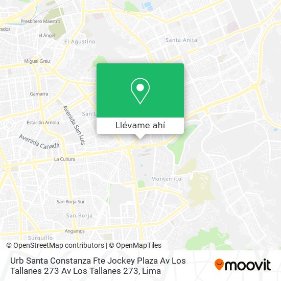 Mapa de Urb  Santa Constanza  Fte  Jockey Plaza  Av  Los Tallanes 273 Av  Los Tallanes 273