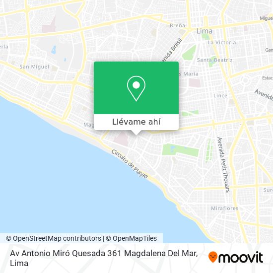 Mapa de Av  Antonio Miró Quesada 361 Magdalena Del Mar