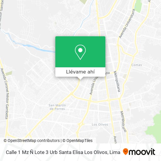 Mapa de Calle 1  Mz Ñ  Lote 3  Urb  Santa Elisa  Los Olivos