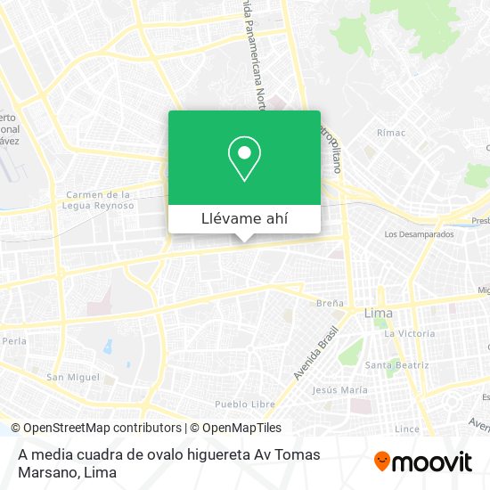 Mapa de A media cuadra de ovalo higuereta   Av  Tomas Marsano