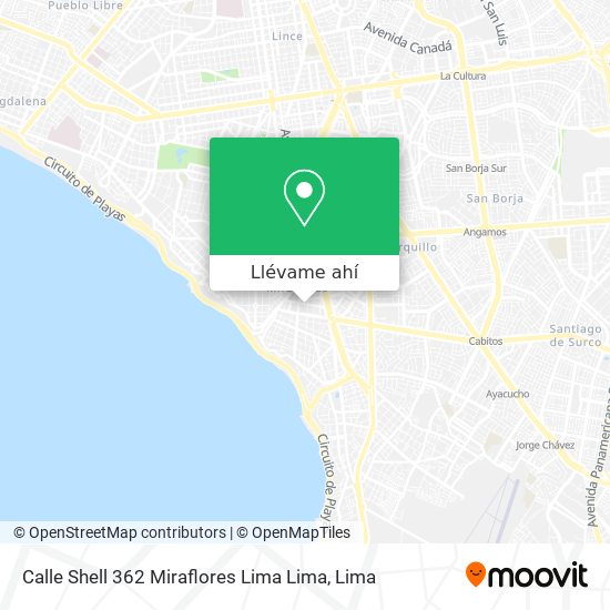 Mapa de Calle Shell 362 Miraflores  Lima  Lima