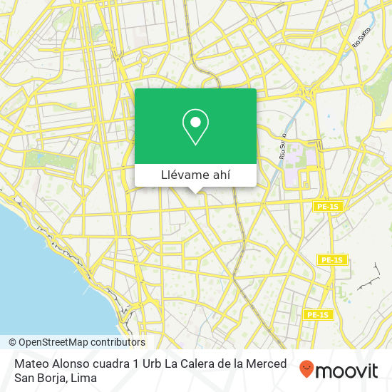 Mapa de Mateo Alonso cuadra 1   Urb La Calera de la Merced   San Borja