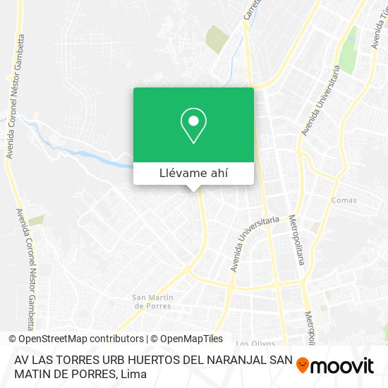 Mapa de AV  LAS TORRES URB  HUERTOS DEL NARANJAL SAN MATIN DE PORRES