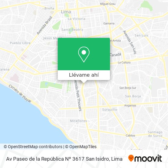 Mapa de Av  Paseo de la República Nº 3617   San Isidro