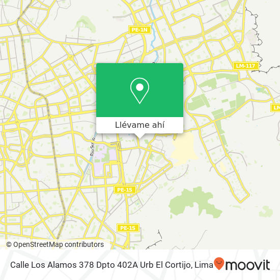 Mapa de Calle Los Alamos 378  Dpto 402A  Urb El Cortijo