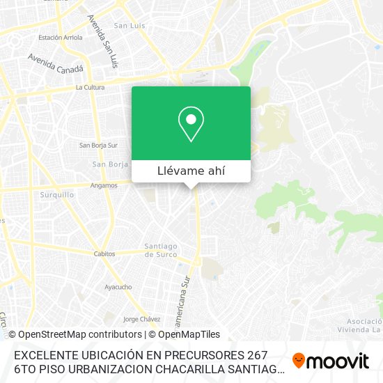 Mapa de EXCELENTE UBICACIÓN EN PRECURSORES 267 6TO PISO URBANIZACION CHACARILLA SANTIAGO DE SURCO
