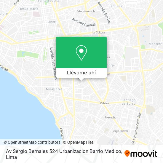Mapa de Av Sergio Bernales 524 Urbanizacion Barrio Medico