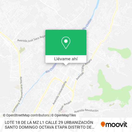 Mapa de LOTE 18 DE LA MZ L1  CALLE 29 URBANIZACIÓN SANTO DOMINGO OCTAVA ETAPA  DISTRITO DE CARABAYLLO