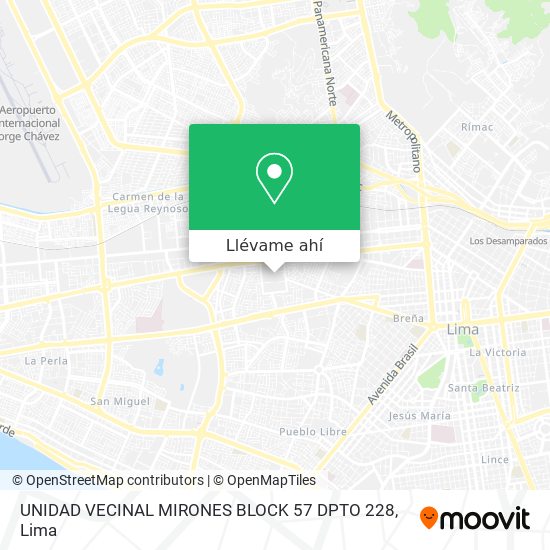 Mapa de UNIDAD VECINAL MIRONES  BLOCK 57 DPTO 228