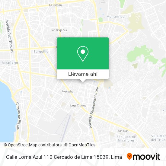 Mapa de Calle  Loma Azul 110  Cercado de Lima 15039