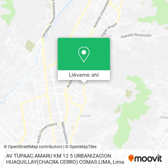 Mapa de AV  TUPAAC AMARU KM  12 5 URBANIZACION HUAQUILLAY(CHACRA CERRO) COMAS LIMA
