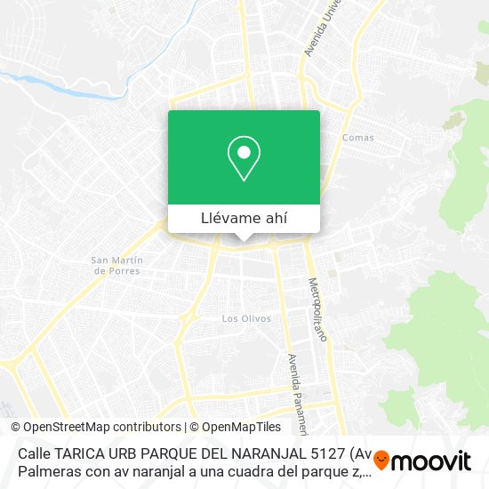Mapa de Calle TARICA URB  PARQUE DEL NARANJAL 5127