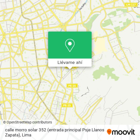 Mapa de calle morro solar 352 (entrada principal Psje  Llanos Zapata)