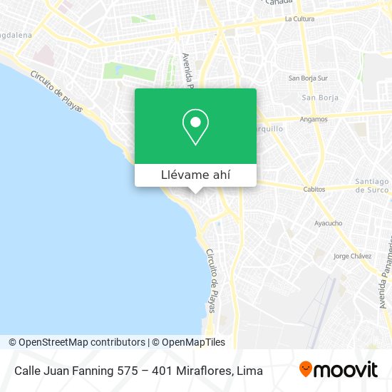 Mapa de Calle Juan Fanning 575 – 401  Miraflores