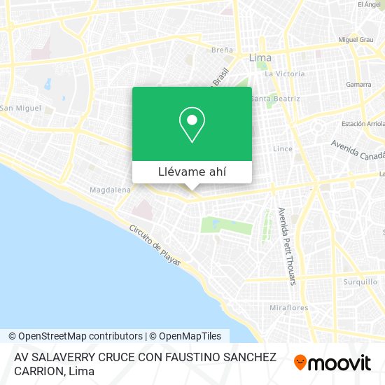 Mapa de AV  SALAVERRY CRUCE CON FAUSTINO SANCHEZ CARRION