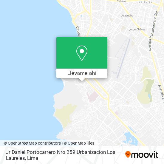 Mapa de Jr  Daniel Portocarrero Nro  259 Urbanizacion Los Laureles