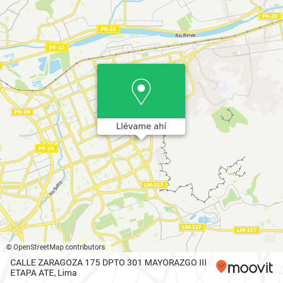 Mapa de CALLE ZARAGOZA   175 DPTO 301   MAYORAZGO III ETAPA   ATE