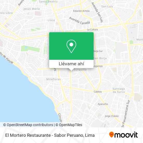 Mapa de El Mortero Restaurante - Sabor Peruano