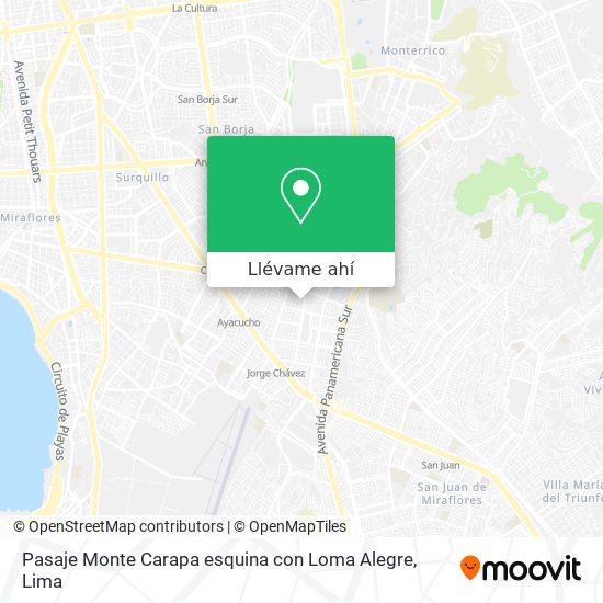 Mapa de Pasaje Monte Carapa esquina con Loma Alegre