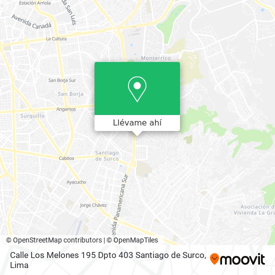 Mapa de Calle Los Melones 195  Dpto 403  Santiago de Surco