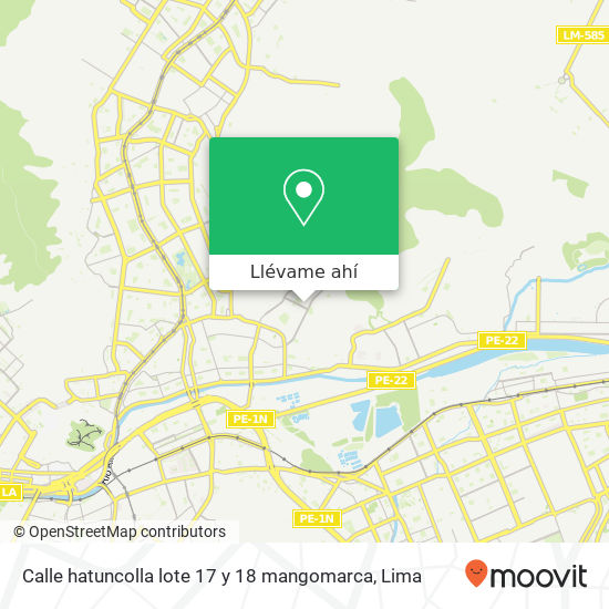 Mapa de Calle hatuncolla lote 17 y 18  mangomarca