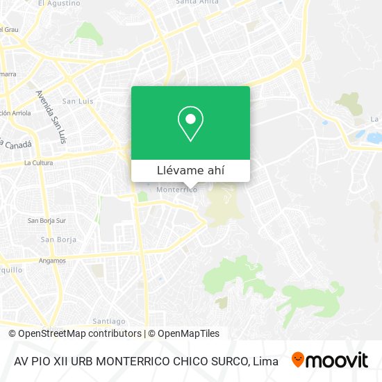 Mapa de AV  PIO XII URB  MONTERRICO CHICO SURCO