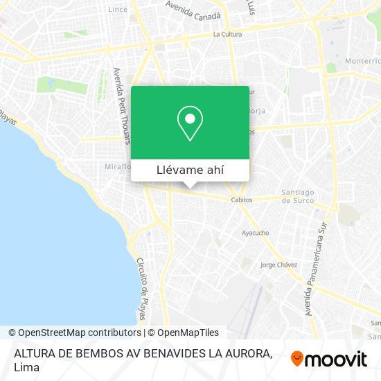 Mapa de ALTURA DE BEMBOS AV   BENAVIDES   LA AURORA