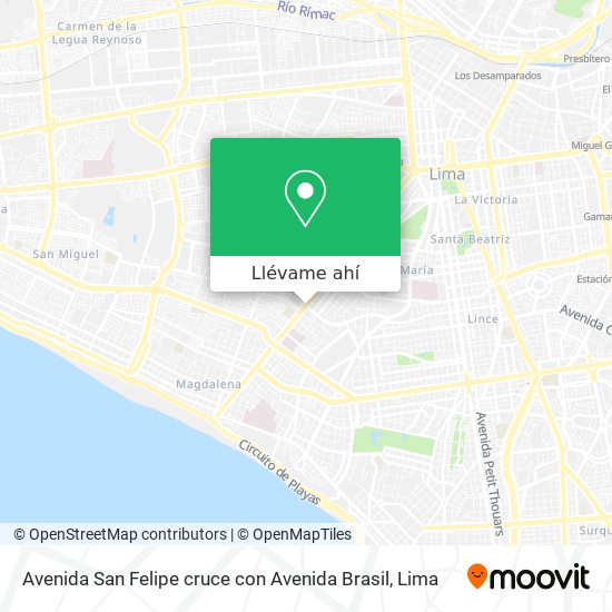 Mapa de Avenida San Felipe cruce con Avenida Brasil