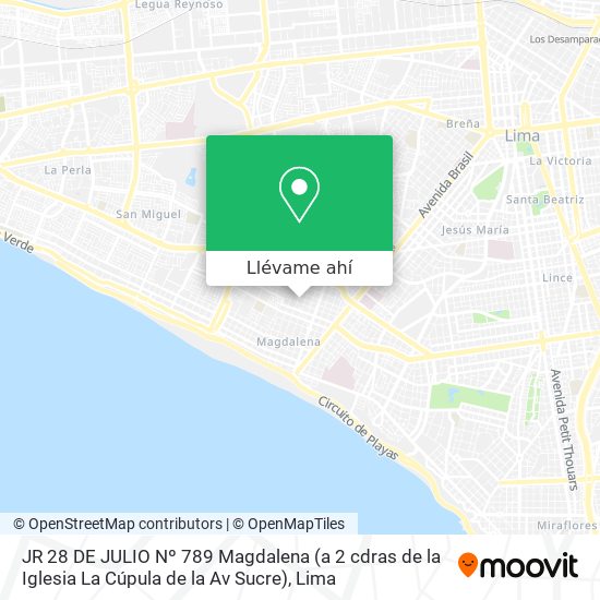 Mapa de JR 28 DE JULIO Nº 789   Magdalena (a 2 cdras de la Iglesia La Cúpula de la Av  Sucre)