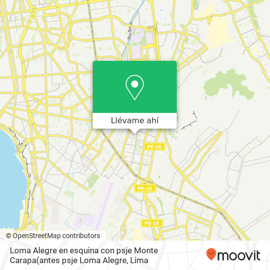 Mapa de Loma Alegre en esquina con psje Monte Carapa