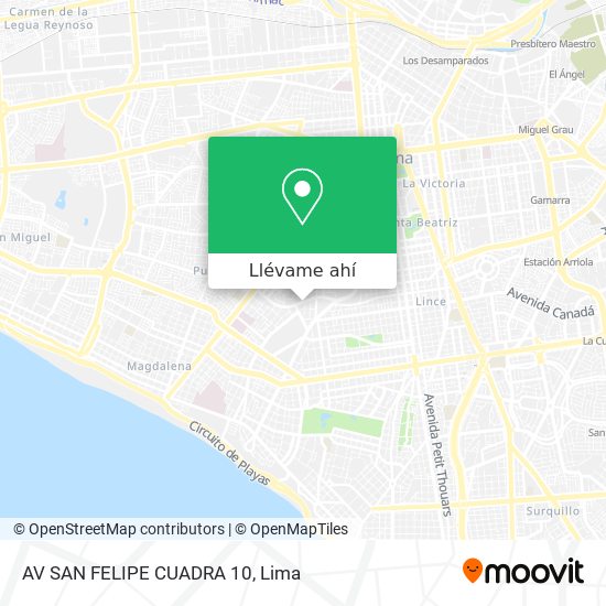 Mapa de AV  SAN FELIPE CUADRA 10