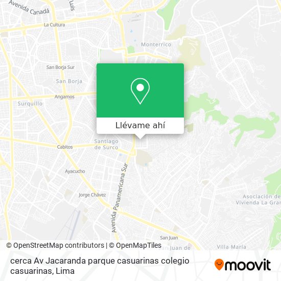 Mapa de cerca Av Jacaranda  parque casuarinas  colegio casuarinas