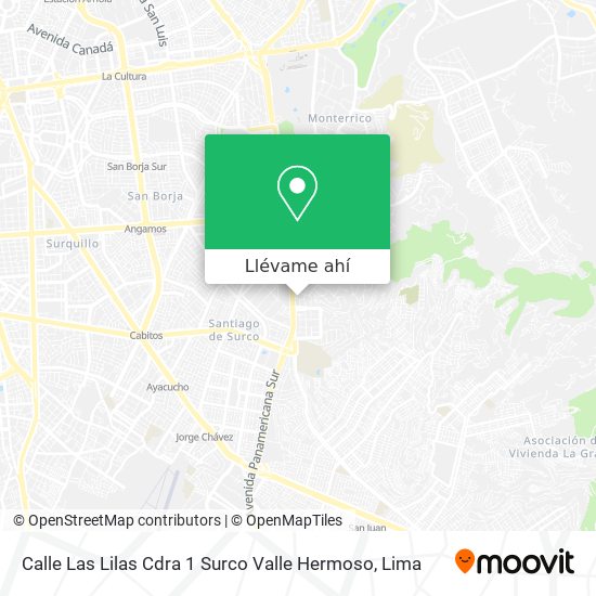 Mapa de Calle Las Lilas Cdra 1 Surco  Valle Hermoso