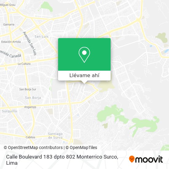 Mapa de Calle Boulevard 183  dpto 802  Monterrico  Surco