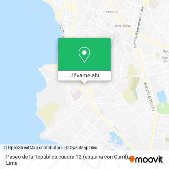 Mapa de Paseo de la República cuadra 12  (esquina con Curril)