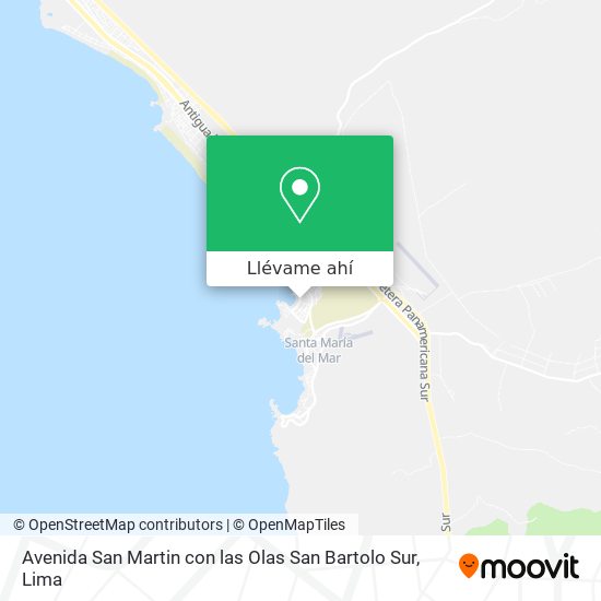 Mapa de Avenida San Martin con las Olas  San Bartolo Sur