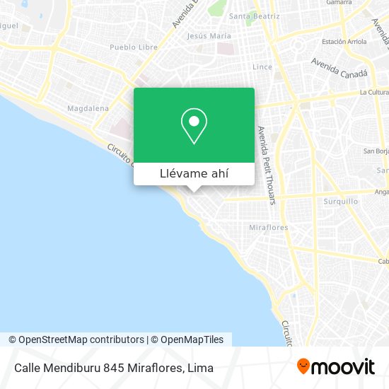 Mapa de Calle Mendiburu 845  Miraflores
