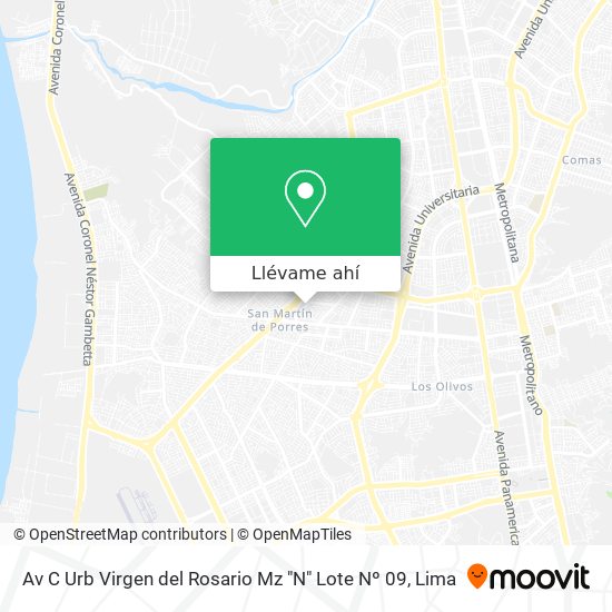 Mapa de Av  C Urb  Virgen del Rosario  Mz  "N" Lote Nº 09