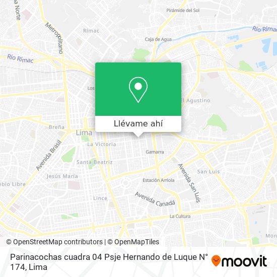 Mapa de Parinacochas cuadra 04   Psje  Hernando de Luque N° 174