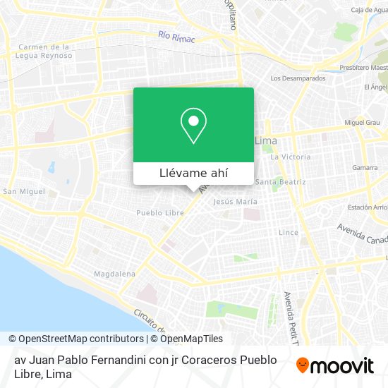 Mapa de av  Juan Pablo Fernandini con jr  Coraceros  Pueblo Libre