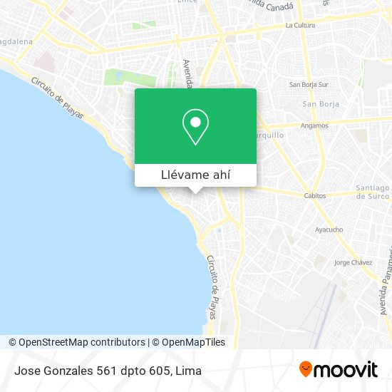 Mapa de Jose Gonzales 561 dpto 605
