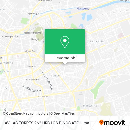 Mapa de AV LAS TORRES 262 URB LOS PINOS ATE