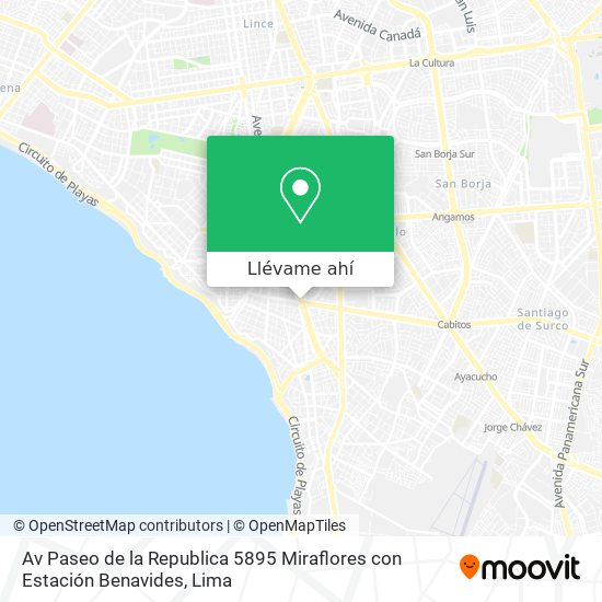 Mapa de Av  Paseo de la Republica 5895 Miraflores con Estación Benavides