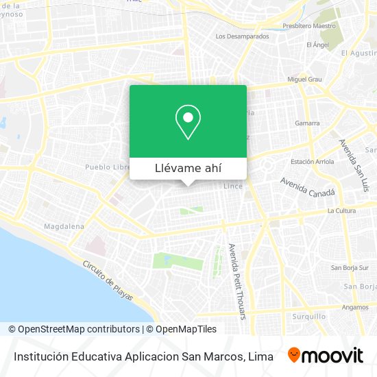 Mapa de Institución Educativa Aplicacion San Marcos