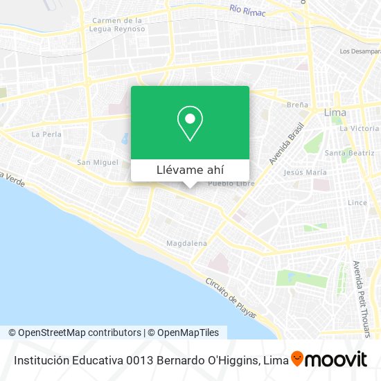 Mapa de Institución Educativa 0013 Bernardo O'Higgins