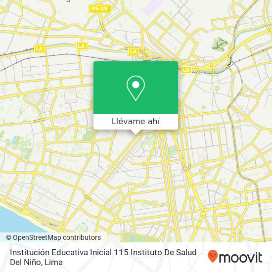 Mapa de Institución Educativa Inicial 115 Instituto De Salud Del Niño