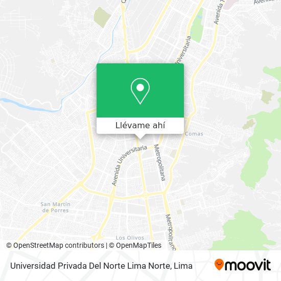 Mapa de Universidad Privada Del Norte Lima Norte
