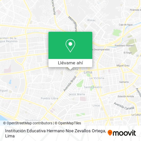 Mapa de Institución Educativa Hermano Noe Zevallos Ortega